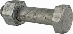 Value Collection - 1-1/4 - 7 Thread, 5-1/2" Length Under Head, Steel Hex Head Bolt - Hot Dipped Galvanized Coated, UNC Thread, ASTM A325 - Eagle Tool & Supply
