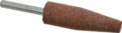 Norton - 3/4" Head Diam x 2-1/2" Thickness, A1, Cone End, Aluminum Oxide Mounted Point - Brown, Medium Grade, 60 Grit, 20,960 RPM - Eagle Tool & Supply