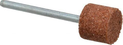 Norton - 1/2" Head Diam x 1/2" Thickness, W185, Cylinder End, Mounted Point - Medium Grade, 80 Grit, 42,750 RPM - Eagle Tool & Supply