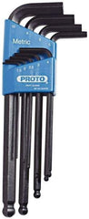 Proto - 9 Piece L-Key Ball End Hex Key Set - Hex Range 1.5 to 10mm, Carbon Steel - Eagle Tool & Supply