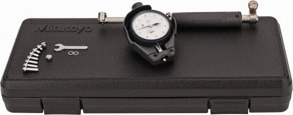 Mitutoyo - 9 Anvil, 0.7 to 1.4" Dial Bore Gage - 0.0001" Graduation, 4.1" Gage Depth, Accurate to 0.00008", Carbide Contact Point - Eagle Tool & Supply