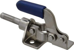 Gibraltar - 100 Lb Load Capacity, Flanged Base, Stainless Steel, Standard Straight Line Action Clamp - 3 Mounting Holes, 0.17" Mounting Hole Diam, 1/4" Plunger Diam, Thumb Handle - Eagle Tool & Supply