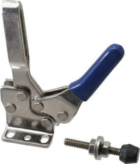 Gibraltar - 250 Lb Holding Capacity, Horizontal Handle, Manual Hold Down Toggle Clamp - 61° Handle Movement, 91° Bar Opening, U-Bar, Flanged Base, Electro-Plated Zinc, Stainless Steel - Eagle Tool & Supply