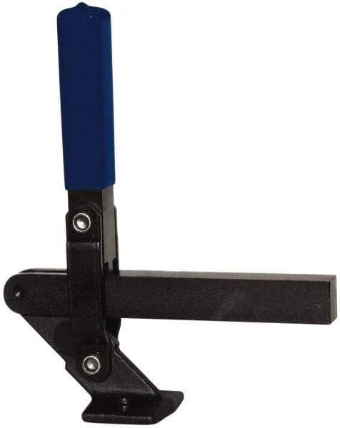 Gibraltar - 1,000 Lb Holding Capacity, Vertical Handle, Manual Hold Down Toggle Clamp - 177° Handle Movement, 180° Bar Opening, Solid Bar, Flanged Base, Electro-Plated Zinc, Carbon Steel - Eagle Tool & Supply