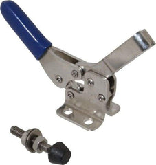 Gibraltar - 150 Lb Holding Capacity, Horizontal Handle, Manual Hold Down Toggle Clamp - 60° Handle Movement, 90° Bar Opening, U-Bar, Flanged Base, Electro-Plated Zinc, Stainless Steel - Eagle Tool & Supply