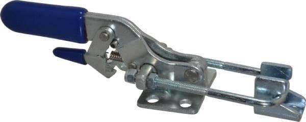 Gibraltar - 720 Lb Capacity, Horizontal, U Hook, Flanged Base, Carbon Steel Pull Action Latch Clamp - 1-3/4" Drawing Movement, 6.07" OAL, Threaded U Hook, Straight Handle - Eagle Tool & Supply