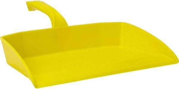 Vikan - 12-1/2" Wide Handheld Dustpan - Plastic Body, 4-1/2" Handle, Yellow - Eagle Tool & Supply