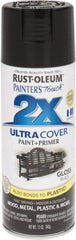 Rust-Oleum - Black, Gloss, Enamel Spray Paint - 8 to 12 Sq Ft per Can, 12 oz Container - Eagle Tool & Supply