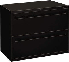 Hon - 36" Wide x 28-3/8" High x 19-1/4" Deep, 2 Drawer Lateral File - Steel, Black - Eagle Tool & Supply