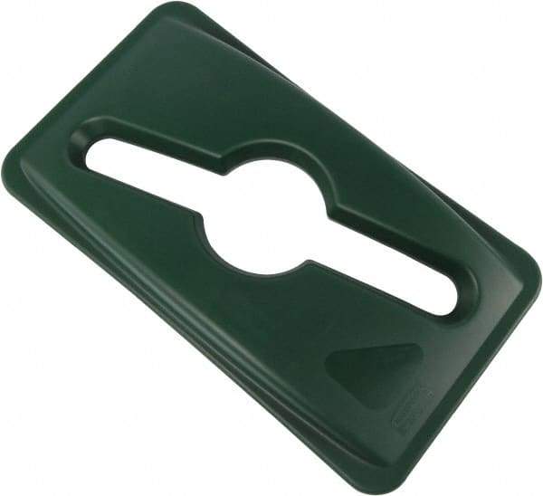 Rubbermaid - Rectangle Lid for Use with Rectangular Recycle Containers - Green, For Slim Jim Trash Cans - Eagle Tool & Supply