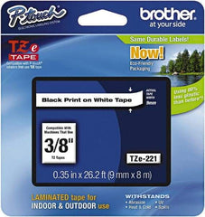 Brother - 3/8" Wide x 314.4" Long, White Plastic/Paper Tape Cassette - For Label Maker - Eagle Tool & Supply