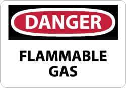 NMC - "Danger - Flammable Gas", 10" Long x 14" Wide, Pressure-Sensitive Vinyl Safety Sign - Rectangle, 0.004" Thick, Use for Hazardous Materials - Eagle Tool & Supply