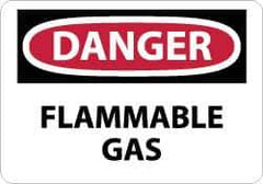 NMC - "Danger - Flammable Gas", 10" Long x 14" Wide, Pressure-Sensitive Vinyl Safety Sign - Rectangle, 0.004" Thick, Use for Hazardous Materials - Eagle Tool & Supply