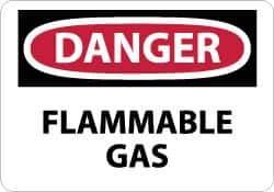 NMC - "Danger - Flammable Gas", 10" Long x 14" Wide, Rigid Plastic Safety Sign - Rectangle, 0.05" Thick, Use for Hazardous Materials - Eagle Tool & Supply