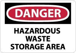 NMC - "Danger - Hazardous Waste Storage Area", 7" Long x 10" Wide, Pressure-Sensitive Vinyl Safety Sign - Rectangle, 0.004" Thick, Use for Security & Admittance - Eagle Tool & Supply
