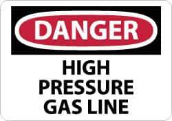 NMC - "Danger - High Pressure Gas Line", 10" Long x 14" Wide, Rigid Plastic Safety Sign - Rectangle, 0.05" Thick, Use for Hazardous Materials - Eagle Tool & Supply