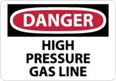 NMC - "Danger - High Pressure Gas Line", 10" Long x 14" Wide, Rigid Plastic Safety Sign - Rectangle, 0.05" Thick, Use for Hazardous Materials - Eagle Tool & Supply