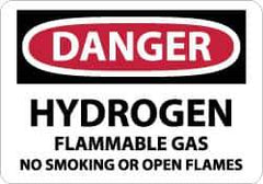 NMC - "Danger - Hydrogen - Flammable Gas - No Smoking or Open Flames", 10" Long x 14" Wide, Aluminum Safety Sign - Rectangle, 0.04" Thick, Use for Accident Prevention - Eagle Tool & Supply