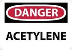 NMC - "Danger - Acetylene", 7" Long x 10" Wide, Rigid Plastic Safety Sign - Rectangle, 0.05" Thick, Use for Hazardous Materials - Eagle Tool & Supply