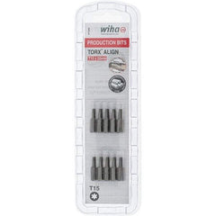 Wiha - 1/4" Drive T15 Torx Screwdriver Bit - 1" OAL, Insert Bit - Eagle Tool & Supply