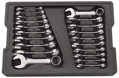 GearWrench - 20 Piece, 3/8" to 15/16" (10mm to 19mm), 12 Point Combination Wrench Set - Inch/Metric Measurement Standard, Full Polish Finish, Comes in Plastic Tray - Eagle Tool & Supply