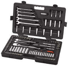 GearWrench - 118 Piece 1/4, 3/8 & 1/2" Drive Standard Deep Socket Set - 6 & 12 Points, 3/16" Max, 4 to 19mm, Inch/Metric/Torx Measurement Standard - Eagle Tool & Supply