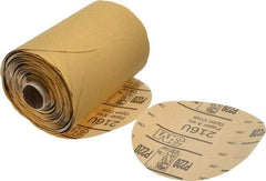 3M - 5" Diam, 220 Grit Aluminum Oxide Adhesive PSA Disc - Very Fine Grade, Gold, A Weighted Backing, Flexible, Use with Random Orbital Sanders - Eagle Tool & Supply
