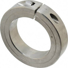 Climax Metal Products - 1-1/2" Bore, Stainless Steel, One Piece One Piece Split Shaft Collar - 2-3/8" Outside Diam, 9/16" Wide - Eagle Tool & Supply