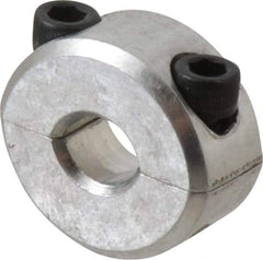 Climax Metal Products - 1/4" Bore, Aluminum, Two Piece Two Piece Split Shaft Collar - 11/16" Outside Diam, 5/16" Wide - Eagle Tool & Supply