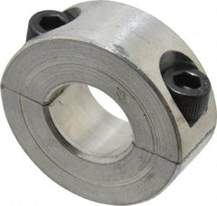 Climax Metal Products - 7/16" Bore, Aluminum, Two Piece Two Piece Split Shaft Collar - 15/16" Outside Diam, 3/8" Wide - Eagle Tool & Supply