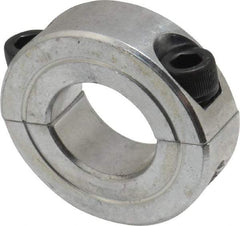 Climax Metal Products - 13/16" Bore, Aluminum, Two Piece Two Piece Split Shaft Collar - 1-5/8" Outside Diam, 1/2" Wide - Eagle Tool & Supply
