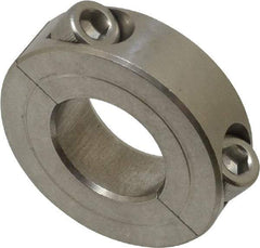 Climax Metal Products - 13/16" Bore, Stainless Steel, Two Piece Two Piece Split Shaft Collar - 1-5/8" Outside Diam, 1/2" Wide - Eagle Tool & Supply