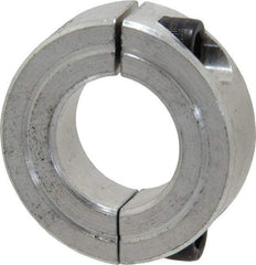 Climax Metal Products - 7/8" Bore, Aluminum, Two Piece Two Piece Split Shaft Collar - 1-5/8" Outside Diam, 1/2" Wide - Eagle Tool & Supply