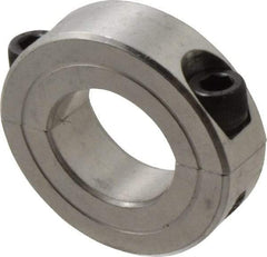 Climax Metal Products - 15/16" Bore, Aluminum, Two Piece Two Piece Split Shaft Collar - 1-3/4" Outside Diam, 1/2" Wide - Eagle Tool & Supply