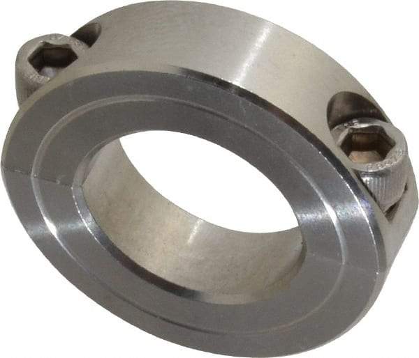 Climax Metal Products - 1-1/16" Bore, Stainless Steel, Two Piece Two Piece Split Shaft Collar - 1-7/8" Outside Diam, 1/2" Wide - Eagle Tool & Supply