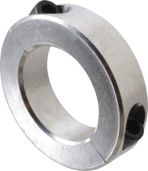 Climax Metal Products - 1-11/16" Bore, Aluminum, Two Piece Two Piece Split Shaft Collar - 2-3/4" Outside Diam, 11/16" Wide - Eagle Tool & Supply