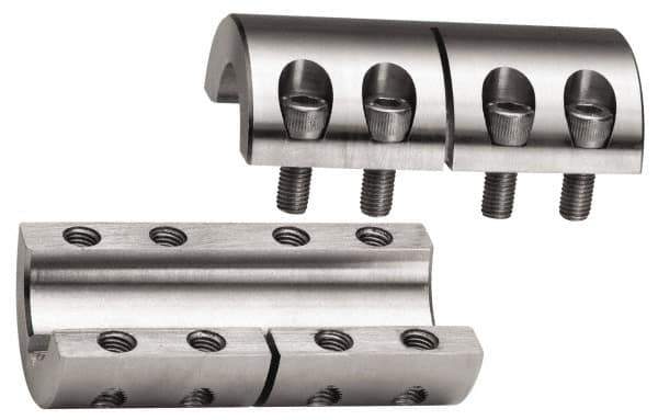 Climax Metal Products - 3/8" Inside x 7/8" Outside Diam, Two Piece Rigid Coupling without Keyway - 1-3/8" Long - Eagle Tool & Supply