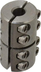Climax Metal Products - 1/4" Inside x 5/8" Outside Diam, Two Piece Rigid Coupling without Keyway - 1" Long - Eagle Tool & Supply