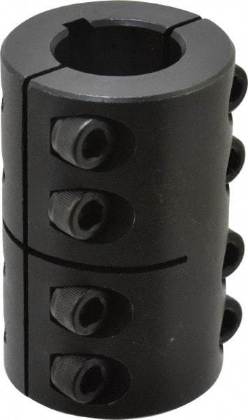 Climax Metal Products - 7/8" Inside x 1-5/8" Outside Diam, Two Piece Rigid Coupling with Keyway - 2-1/2" Long x 3/16" Keyway Width x 3/32" Keyway Depth - Eagle Tool & Supply