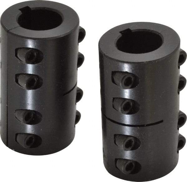 Climax Metal Products - 1" Inside x 1-3/4" Outside Diam, Two Piece Rigid Coupling with Keyway - 3" Long x 1/4" Keyway Width x 1/8" Keyway Depth - Eagle Tool & Supply