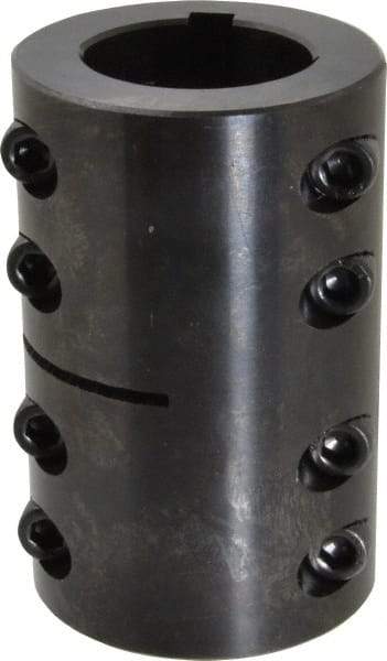 Climax Metal Products - 1-1/4" Inside x 2-1/16" Outside Diam, Two Piece Rigid Coupling with Keyway - 3-1/4" Long x 1/4" Keyway Width x 1/8" Keyway Depth - Eagle Tool & Supply