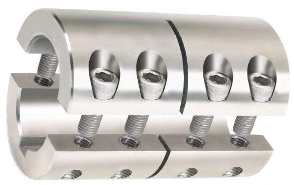 Climax Metal Products - 3/8" Inside x 7/8" Outside Diam, Two Piece Rigid Coupling with Keyway - 1-3/8" Long x 3/32" Keyway Width x 3/64" Keyway Depth - Eagle Tool & Supply