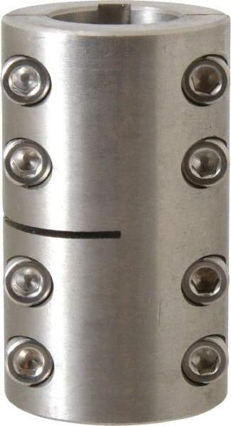 Climax Metal Products - 1" Inside x 1-3/4" Outside Diam, Two Piece Rigid Coupling with Keyway - 3" Long x 1/4" Keyway Width x 1/8" Keyway Depth - Eagle Tool & Supply