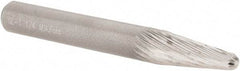 M.A. Ford - 1/4" Cut Diam, 1/4" Shank Diam, Taper Head Single Cut Burr - Carbide, Radius End, 5/8" LOC, 2" OAL - Eagle Tool & Supply