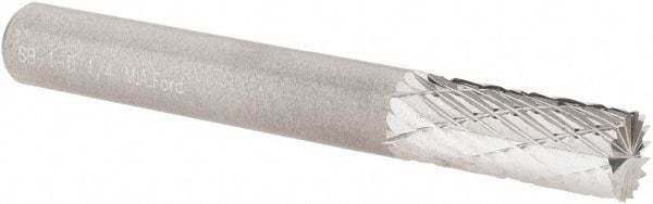 M.A. Ford - 1/4" Cut Diam, 1/4" Shank Diam, Cylinder with End Cut Head Double Cut Burr - Carbide, End Cut End, 5/8" LOC, 2" OAL - Eagle Tool & Supply