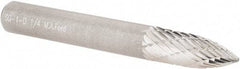 M.A. Ford - 1/4" Cut Diam, 1/4" Shank Diam, Tree Head Double Cut Burr - Carbide, Point End, 5/8" LOC, 2" OAL - Eagle Tool & Supply