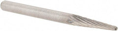 M.A. Ford - 1/8" Cut Diam, 1/8" Shank Diam, Taper Head Double Cut Burr - Carbide, Radius End, 1/2" LOC, 1-1/2" OAL - Eagle Tool & Supply