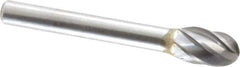 M.A. Ford - 3/8" Cut Diam, 1/4" Shank Diam, Oval Head Single Cut Burr - Carbide, Radius End, 5/8" LOC, 2-5/8" OAL - Eagle Tool & Supply