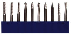 M.A. Ford - 10 Piece, 1/8" Shank Burr Set - Tungsten Carbide, Multiple Head Shape - Eagle Tool & Supply