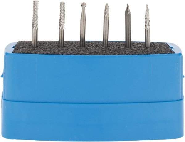 M.A. Ford - 6 Piece, 1/8" Shank Burr Set - Tungsten Carbide, Multiple Head Shape - Eagle Tool & Supply